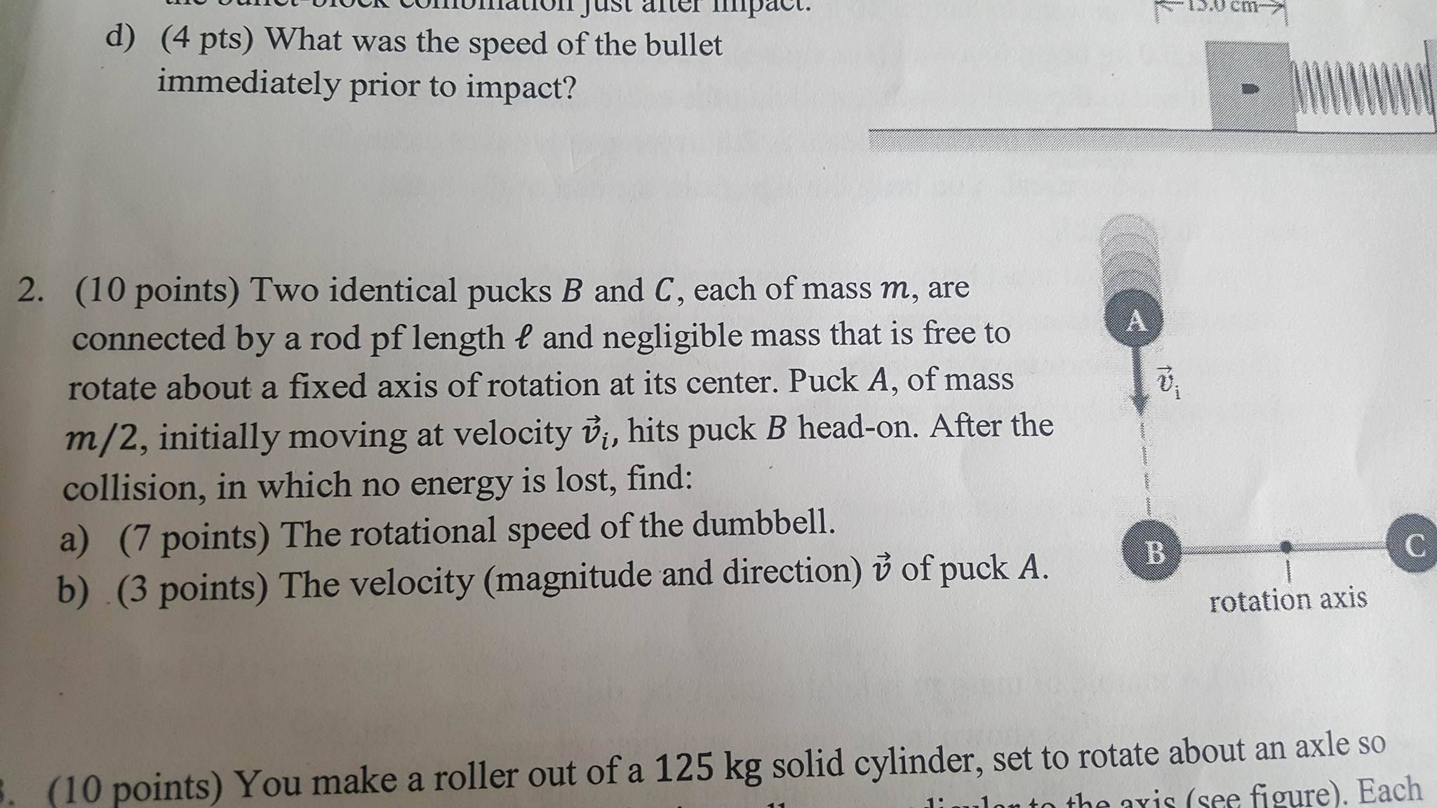 solved-two-identical-pucks-b-and-c-each-of-mass-m-are-chegg