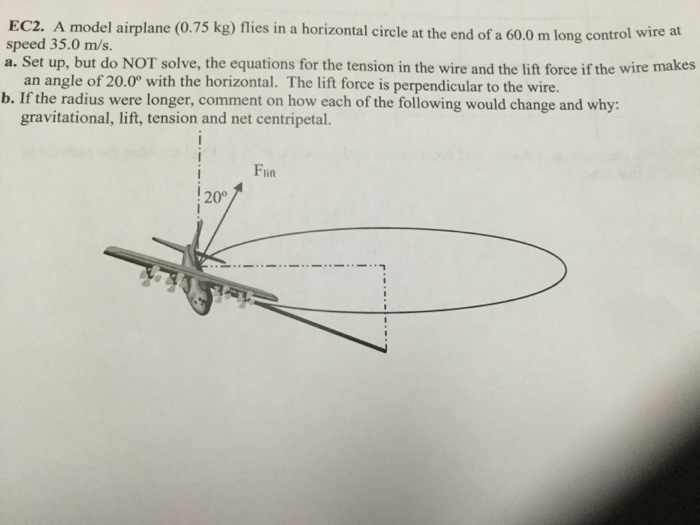 Solved A model airplane (0.75 kg) flies in a horizontal