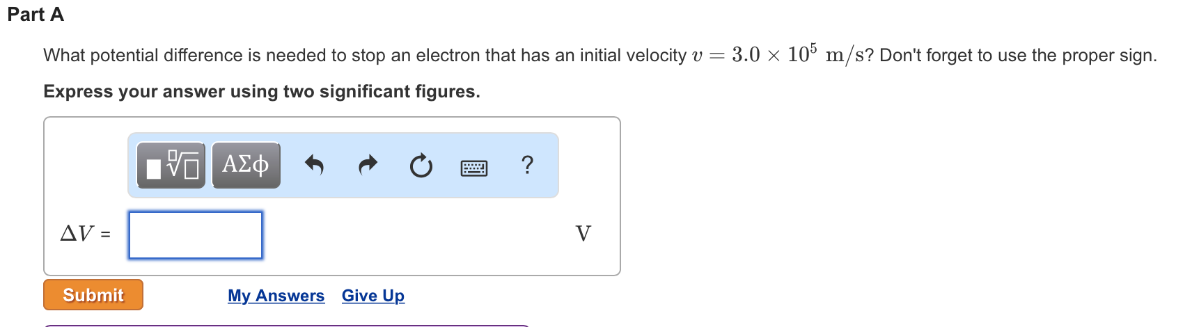 Solved Part A What potential difference is needed to stop an | Chegg.com