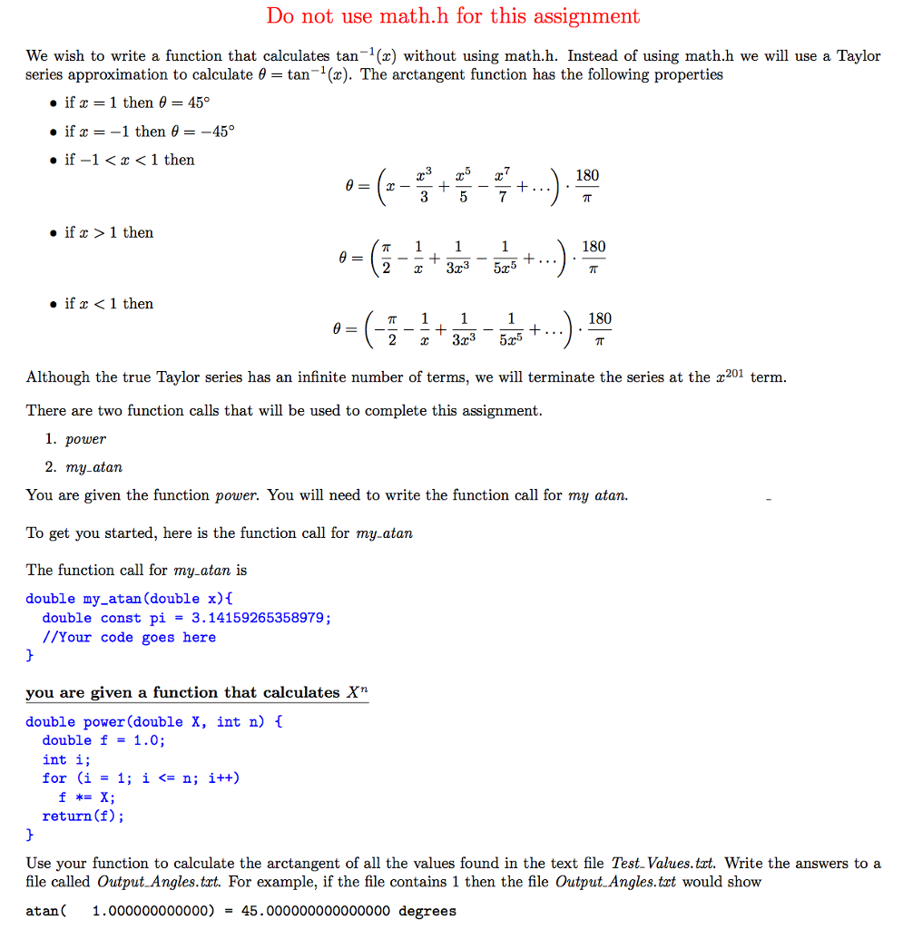 math.h assignment