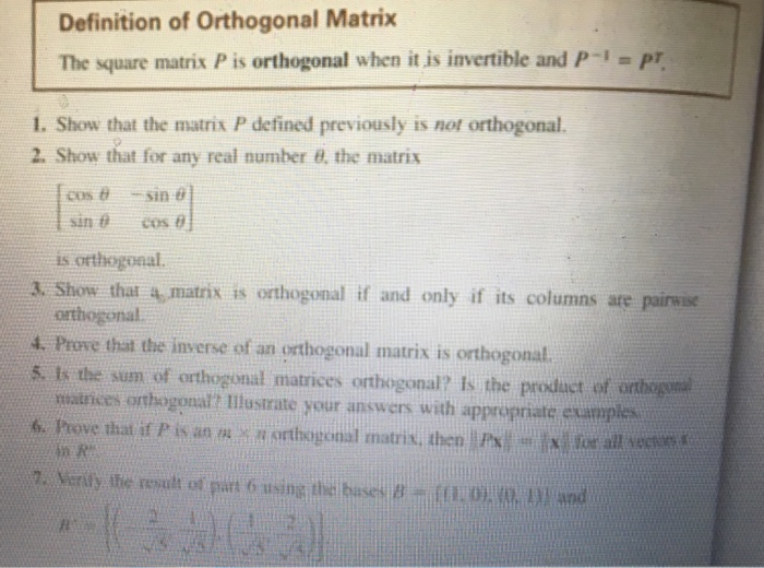 Solved The square matrix P is orthogonal when it is