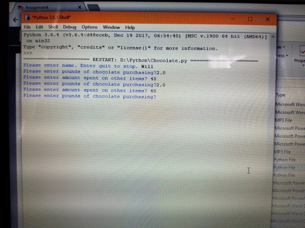 Solved Working on Python program and this is the code. When | Chegg.com