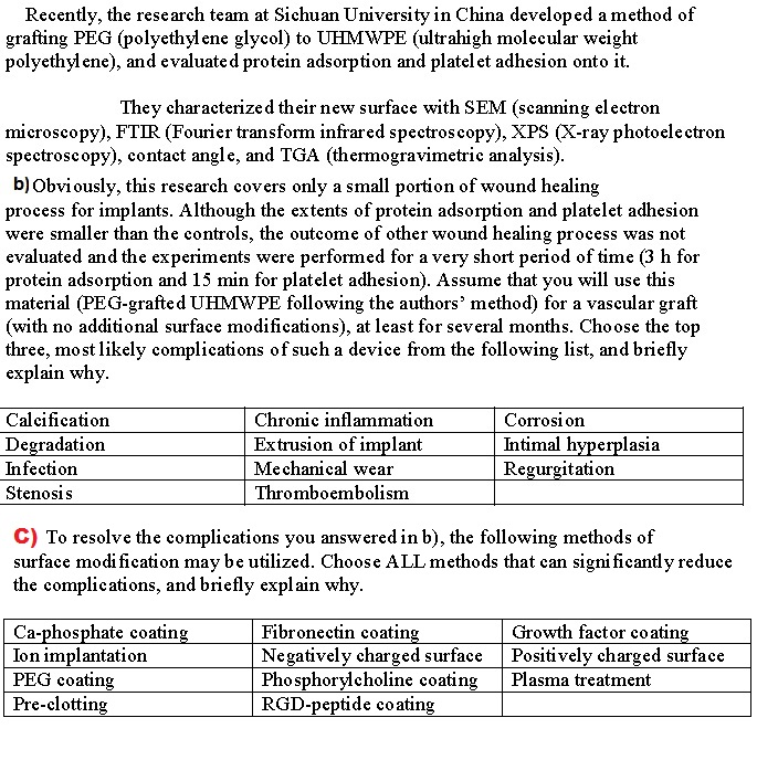 Solved Recently, the research team at Sichuan University in | Chegg.com