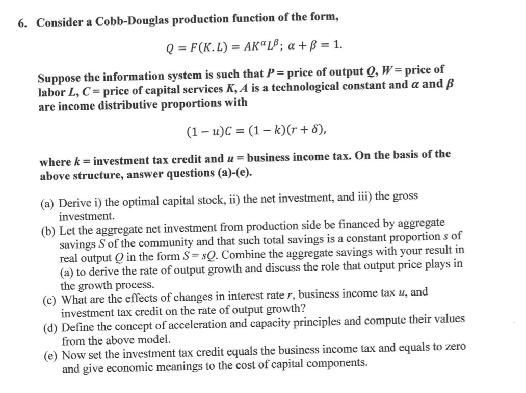 explain cobb douglas production function