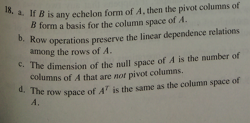 Solved 18. a. If B is any echelon form of A then the pivot