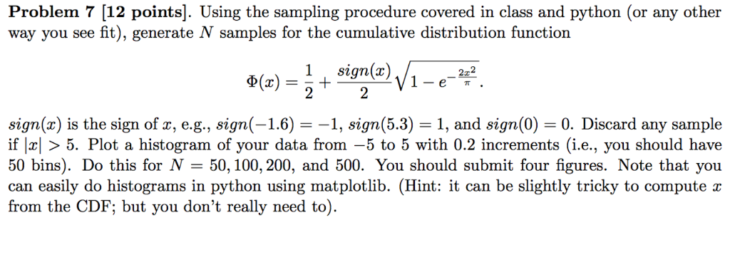 Problem 7 [12 points]. Using the sampling procedure | Chegg.com