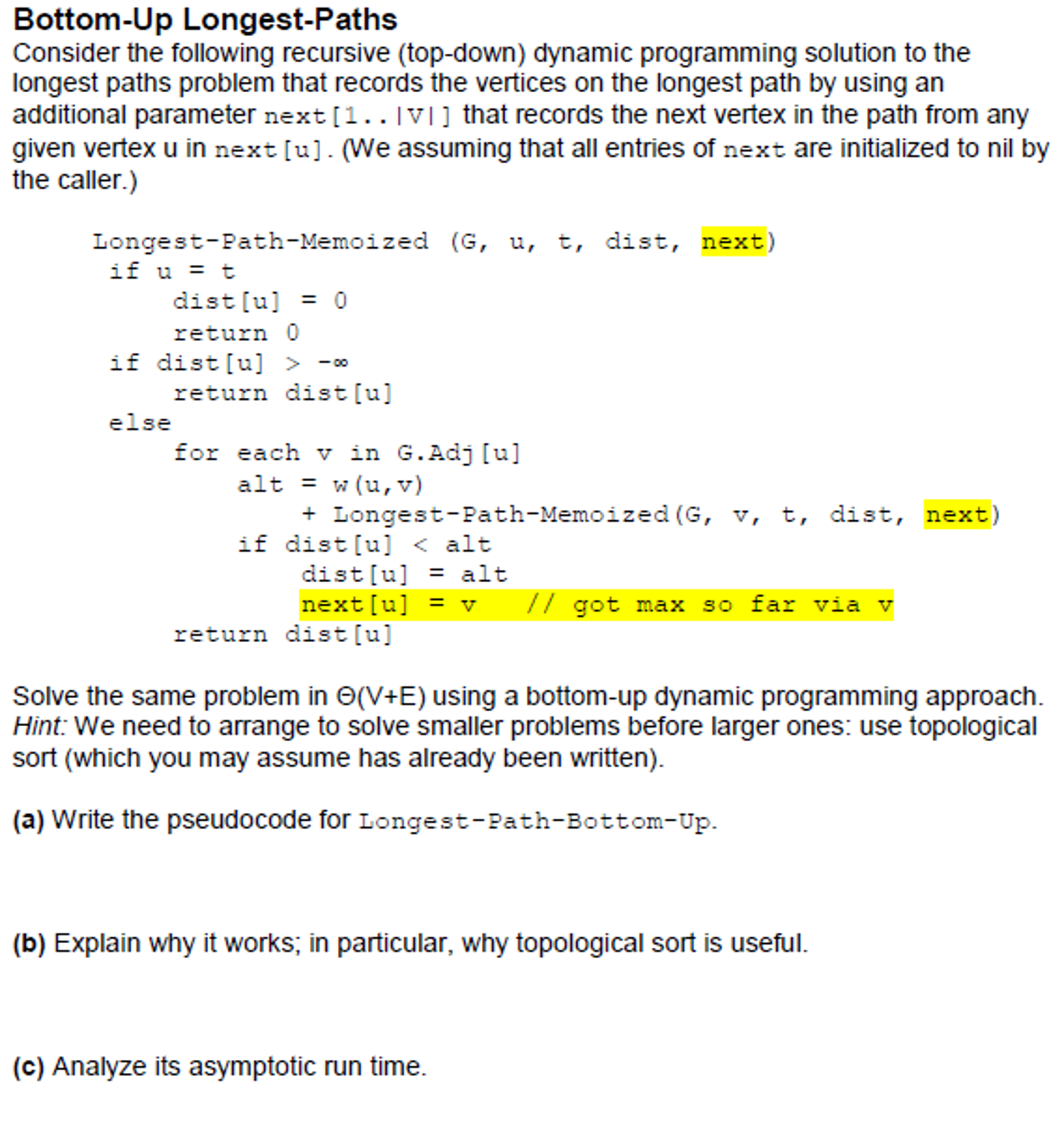 Solved Consider the following recursive (top-down) dynamic | Chegg.com