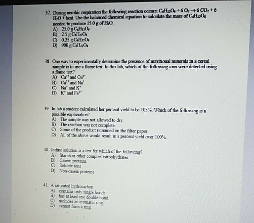 Solved 60 6C0 6 37 During Aerobic Respiration The Following Chegg