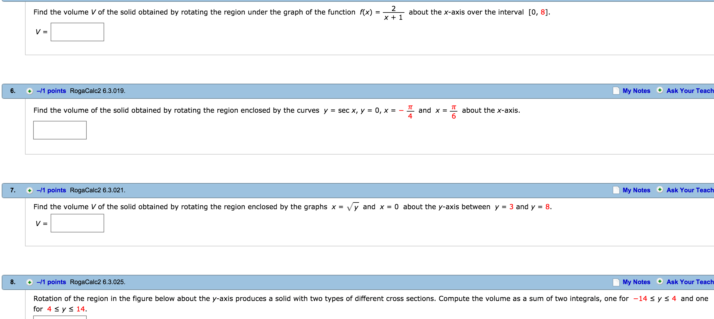 Solved Find The Volume V Of The Solid Obtained By Rotating