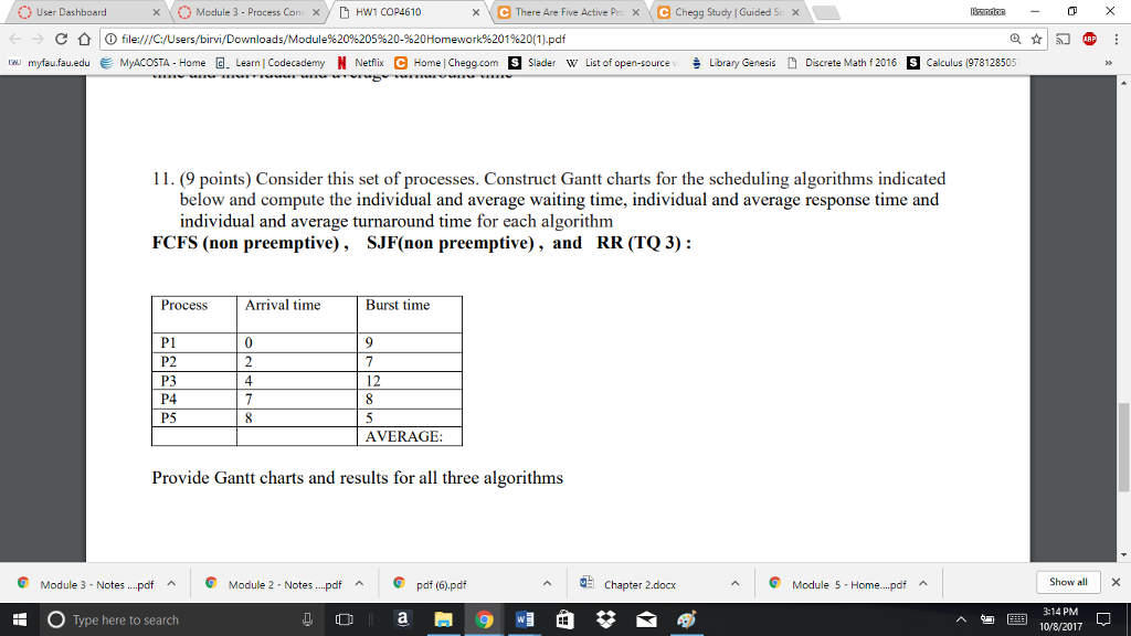 Solved Consider This Set Of Processes. Construct Gantt 