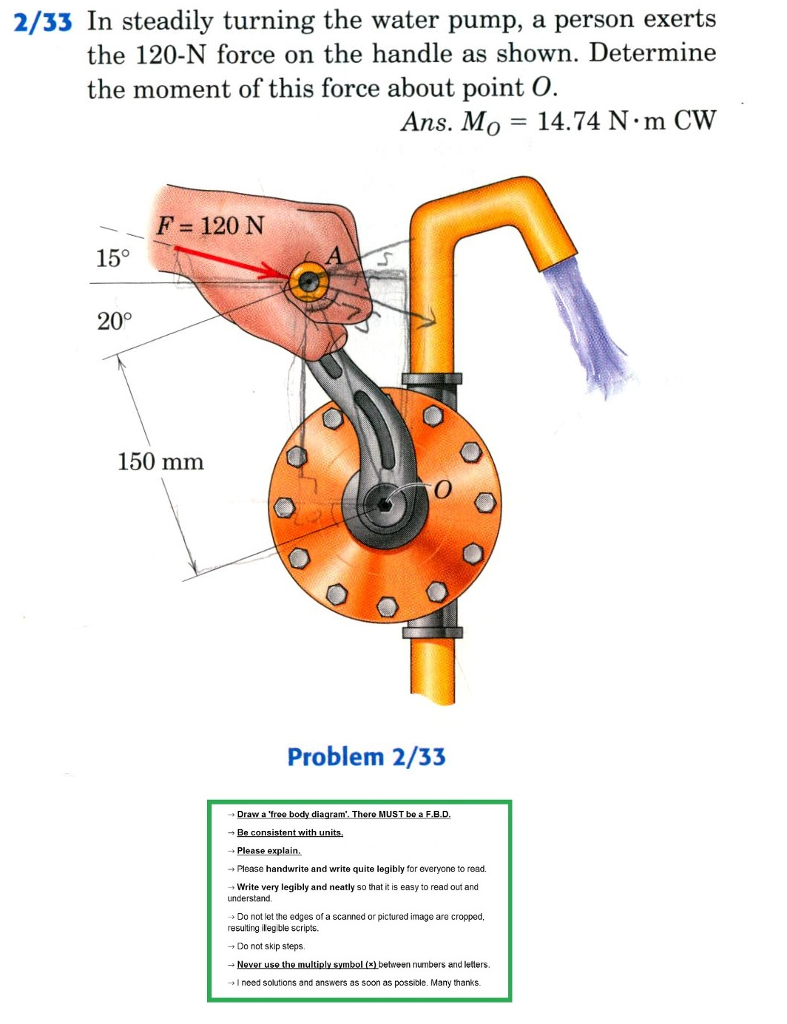 Solved 2/33 In steadily turning the water pump, a person