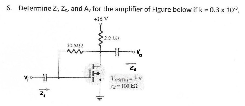 Solved Determine Z_i, Z_0, and A_v for the amplifier of | Chegg.com