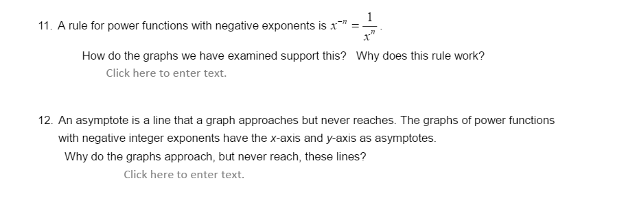 Solved A rule for power functions with negative exponents is | Chegg.com