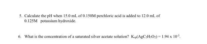 Solved Calculate the pH when 15.0 mL of 0.150M perchloric | Chegg.com