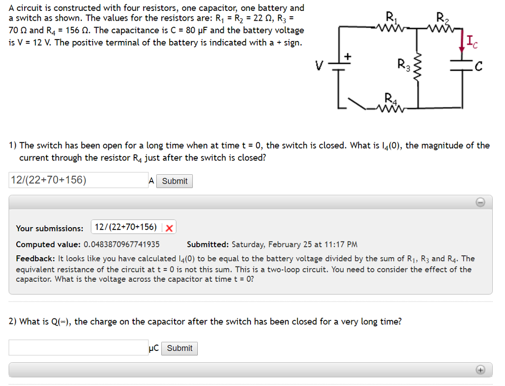 Solved A Circuit Is Constructed With Four Resistors One Chegg Com