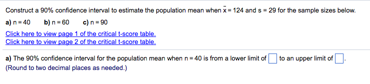 Solved Construct a 90% confidence interval to estimate the | Chegg.com