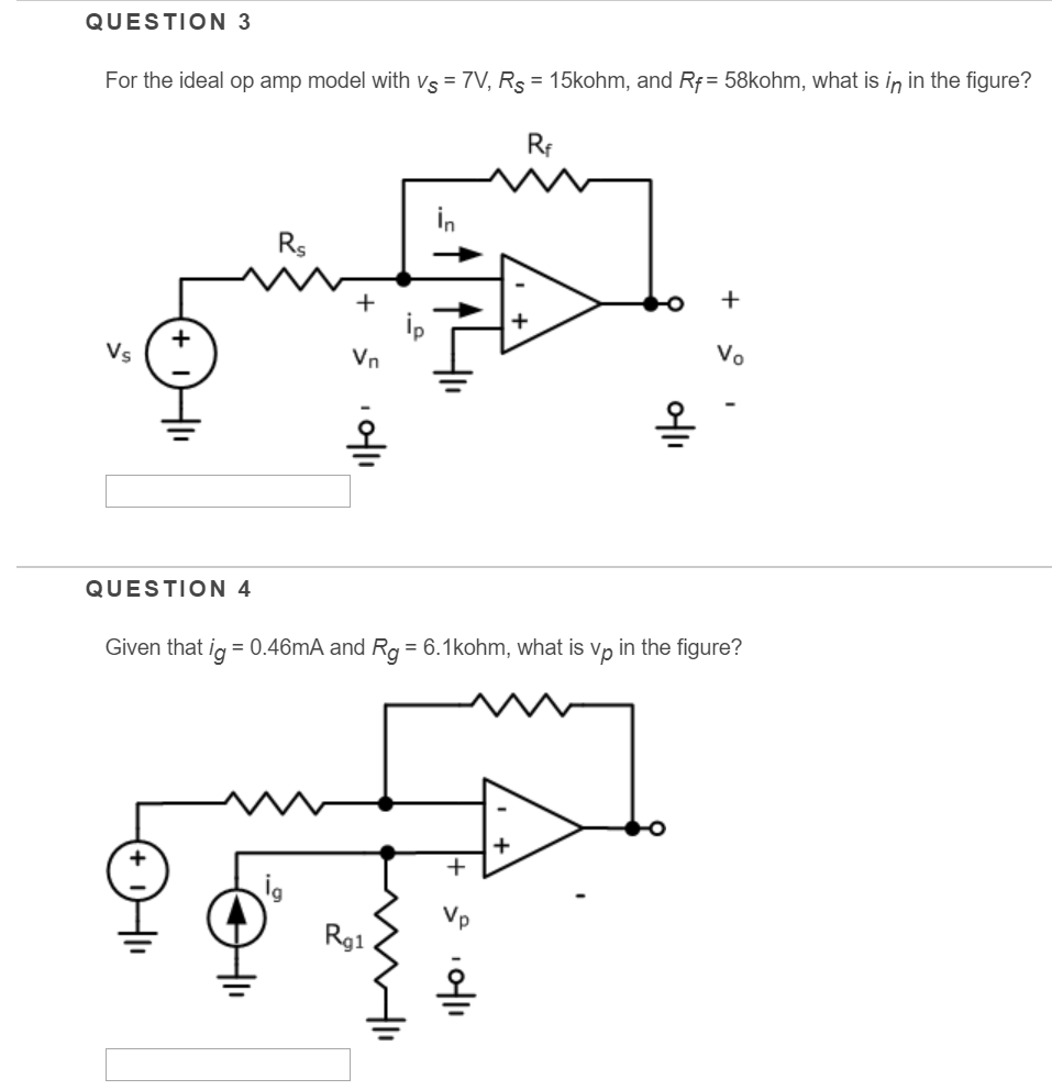 Solved QUESTION 3 For the ideal op amp model with vs = | Chegg.com