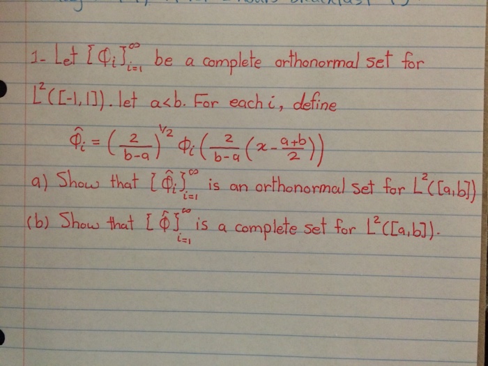 Solved Let {Phi_i}^infinity_i=1 be a complete orthonormal