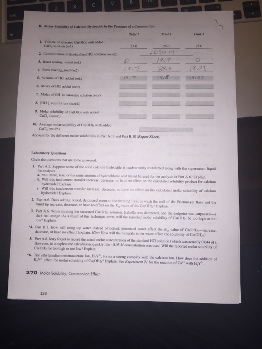 experiment 22 molar solubility