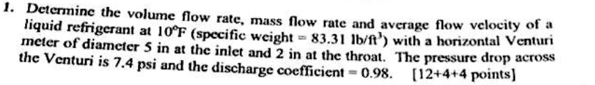Solved Determine the volume flow rate, mass flow rate and | Chegg.com