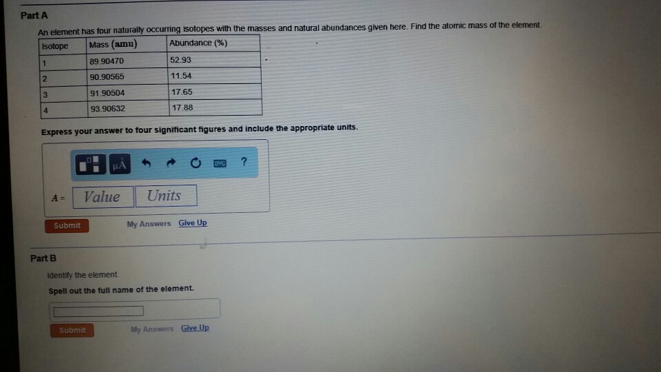 Solved Part A An element has four naturally occurring
