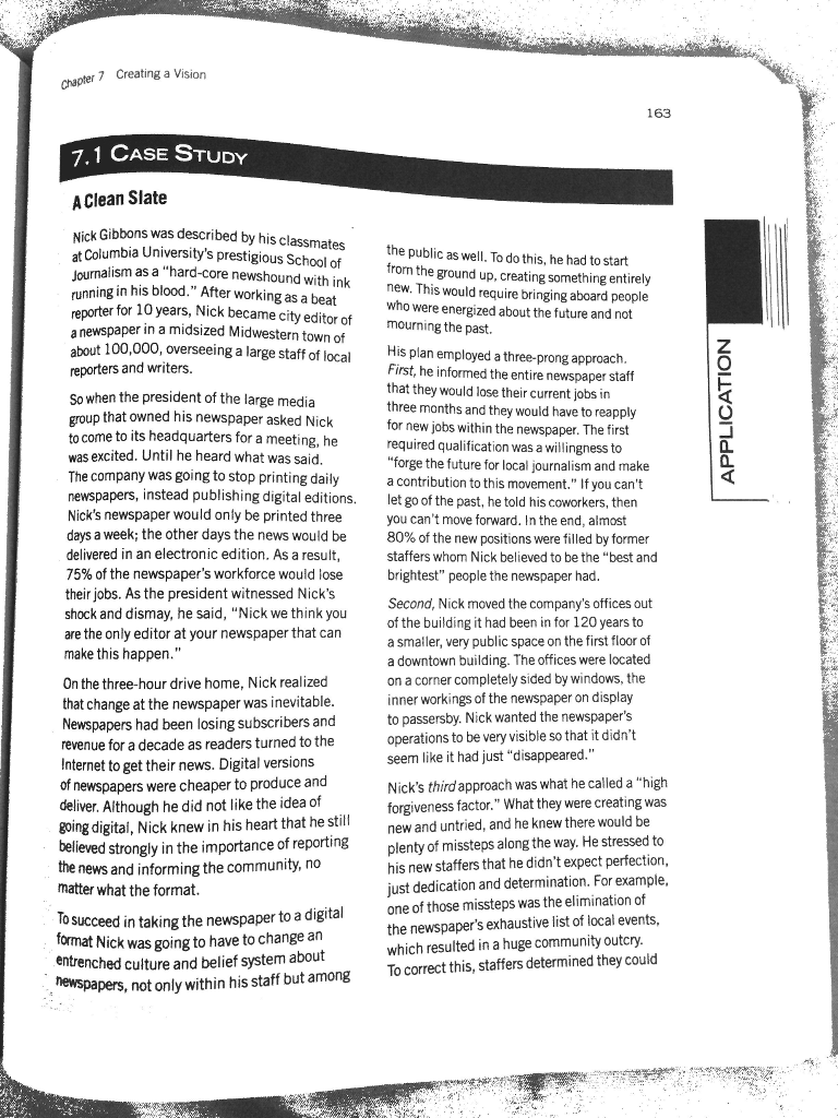 Solved 7 Creating a Vision 1.1 CASE STUDY A Clean Slate Nick | Chegg.com