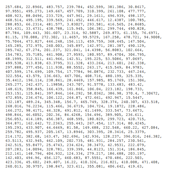 Solved 3. A set of 500 float numbers is given below Write a | Chegg.com