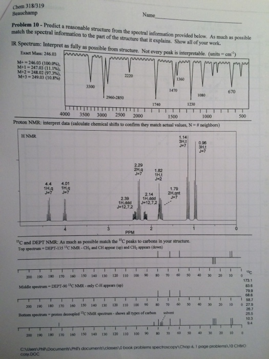 Solved Chem 318/319 Beauchamp Problem 10- Predict a | Chegg.com