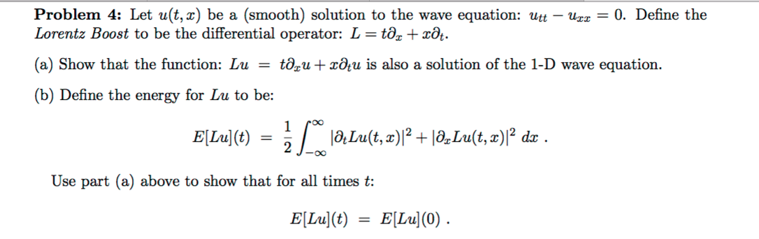 Solved Let u(t, x) be a (smooth) solution to the wave | Chegg.com
