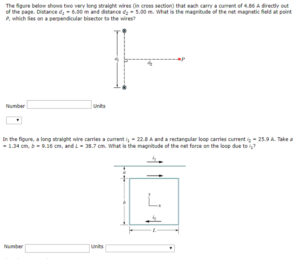 Solved The figure below shows two very long straight wires | Chegg.com