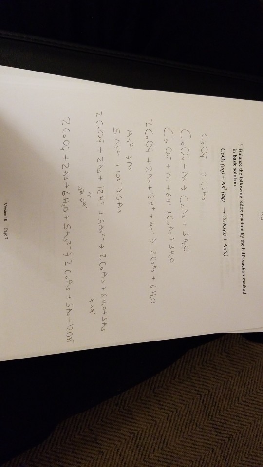 Solved 6. Balance The Following Redox Reaction By The | Chegg.com