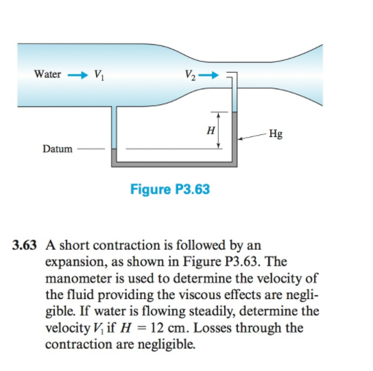 Solved Water → Hg Datum Figure P3.63 3.63 A short