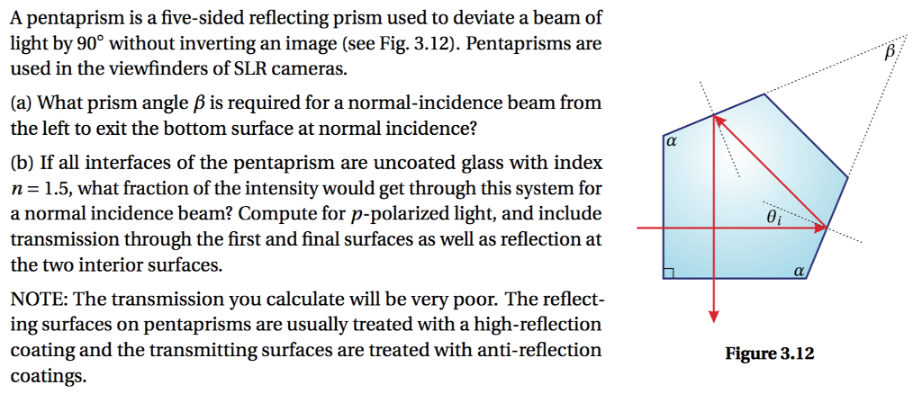 Solved A pentaprism is a five-sided reflecting prism used to | Chegg.com