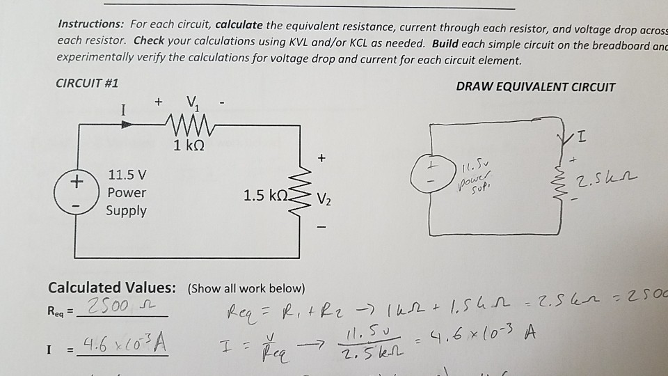 Solved Instructions For Each Circuit Calculate The 4580