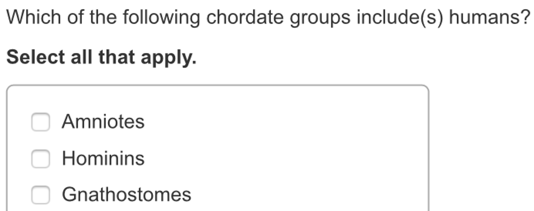 Which Of The Following Chordate Groups Include(s) Humans?