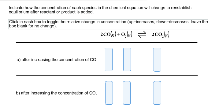 Solved Indicate how the concentration of each species in the | Chegg.com
