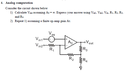 Solved 4. Analog computation Consider the circuit shown | Chegg.com