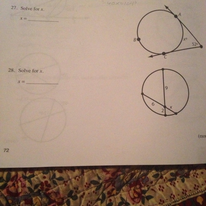 Solved 27. Solve for x. X= 28. Solve for x. X= | Chegg.com