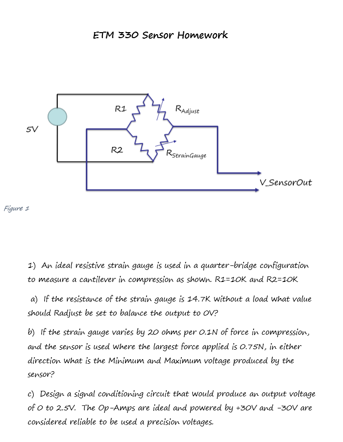 Solved An ideal resistive strain gauge is used in a | Chegg.com