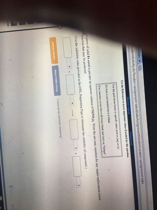 Solved A piece of solid Fe metal is put into an aqueous | Chegg.com