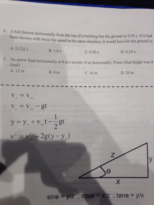 Solved 6. A ball thrown horizontally from the top of a