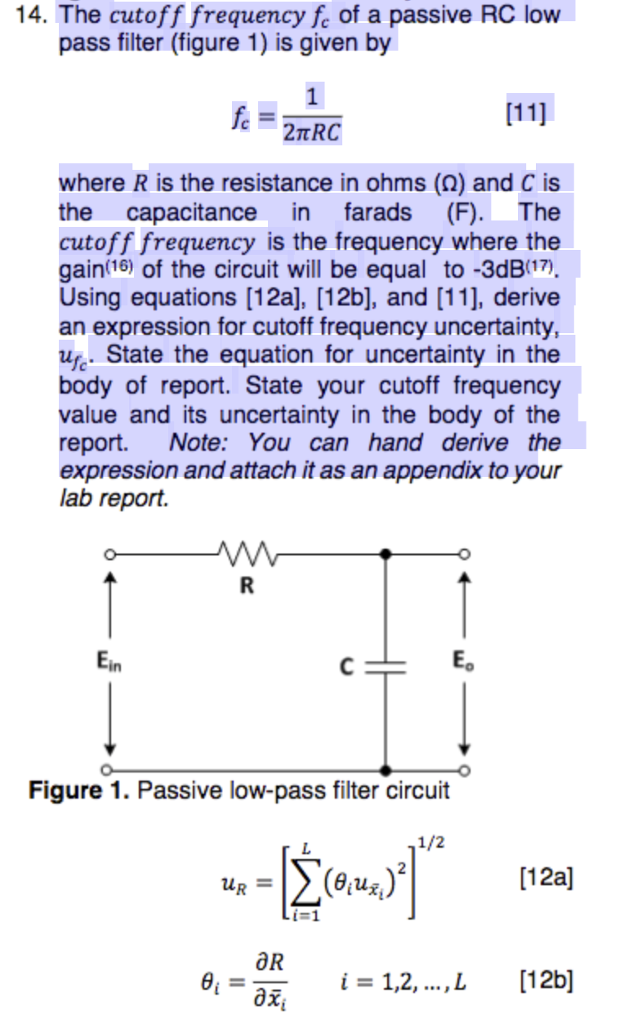 14-the-cutoff-frequency-fe-of-a-passive-rc-low-pass-chegg