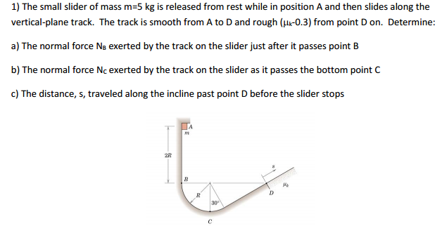 Solved The small slider of mass m=5 kg is released from rest | Chegg.com