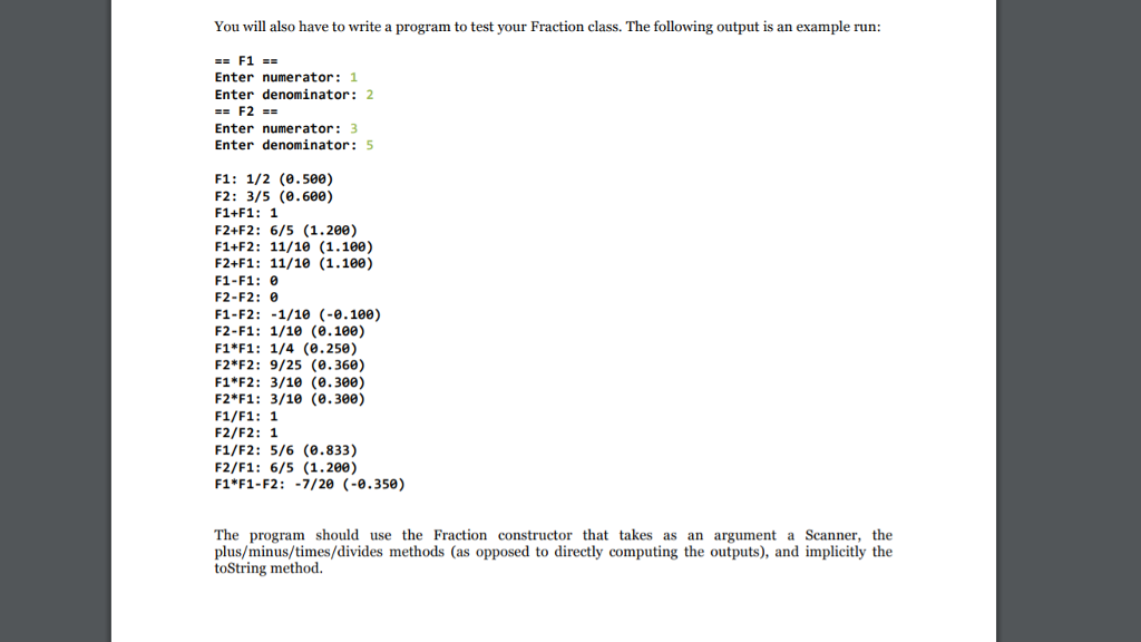 Solved Problem a (PA9a.java) Write a Fraction class that