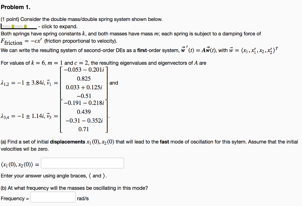 Solved Consider The Double Massdouble Spring System Shown 3310