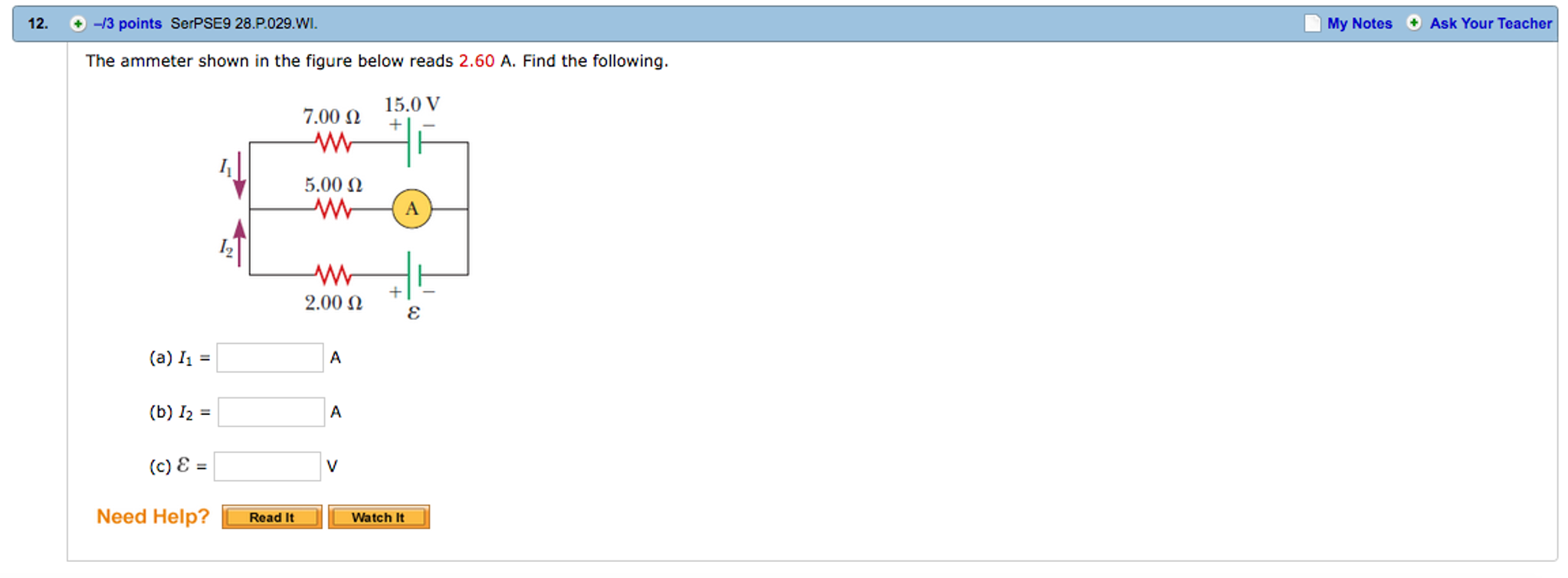 Solved The ammeter shown in the figure below reads 2.60 A. | Chegg.com
