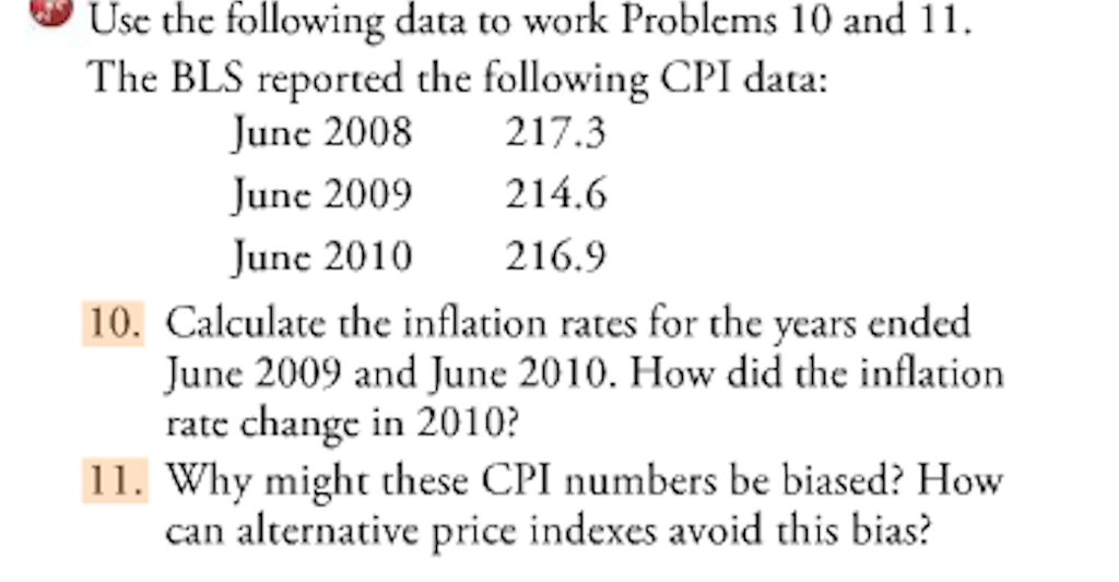 Solved following Problems and Use the data to work 10 The | Chegg.com