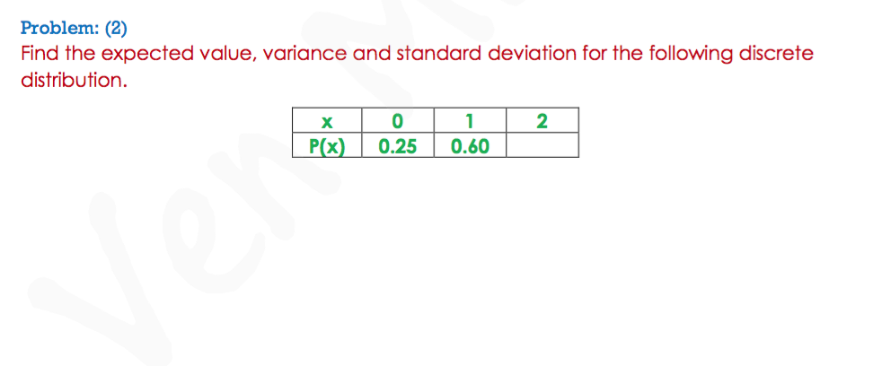 Solved Find The Expected Value, Variance And Standard | Chegg.com