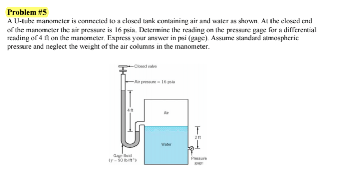 Solved A U-tube manometer is connected to a closed tank | Chegg.com