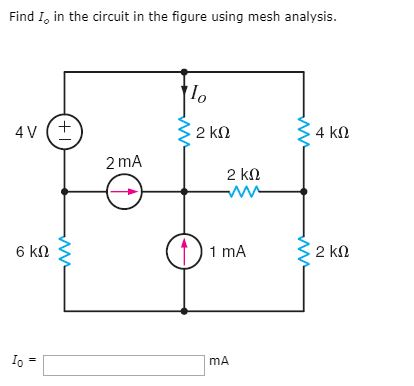 Solved Find I in the circuit in the figure using mesh | Chegg.com